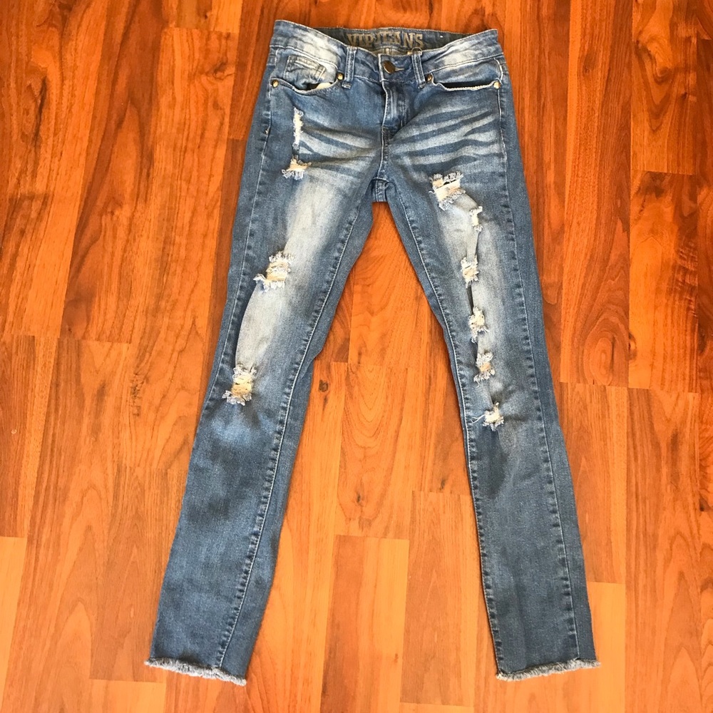 V.i.p. Jeans skinny, distressed, raw selvage hem